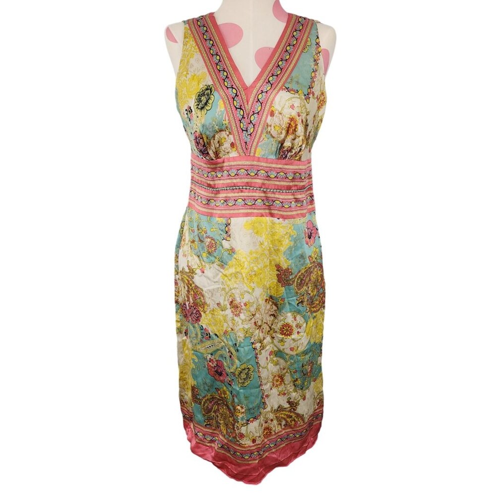 NEW Nicole by Nicole Miller 100% Silk Sleeveless Dress Pastels Size 4 READ Flora